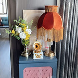 MYYINGBIN Abat-Jour en Tissu De Couleur Caramel Velours avec Pompon, Abat-Jour Fait Main pour Lampe De Chevet Lampadaire, Décor à La Maison