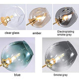 CCSUN Nordique Moderne Boule En Verre Bulle Lustres, 5-lumières Spoutnik Ramification Lampe Suspension Réglable Globe Faire Pivoter Antique Verre Soufflé Abat-jour En Verre E27-d'or 5 Lumières