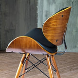 folk Style rétro DSW Simili Cuir Eiffel à Manger Chaise de Bureau en Bois Finitions Noyer (Noir Faux Cuir)