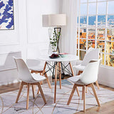 H.J WeDoo Lot de 4 chaises de Salle à Manger scandinaves, Chaises Rétro Bois de hêtre Massif- Blanc