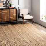 nuLOOM Tapis de sol Collection Rigo, en toile de Jute, tissé à la Main, style campagne, 120 x 180 cm