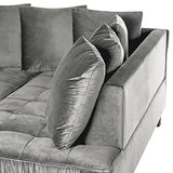 Canapé Moderne en Velours Gris d'Angle Gauche Pieds en Bois d'Eucalyptus Grena