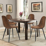 Homy Casa Lot de 4 Chaises 44x44x87cm Scandinave Rétro Vintage en Suède Marron Pied Métal Noir