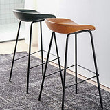 FIONAT Tabouret de Bar 65Cm Faux Cuir Tabourets de Bar Cadre en Métal avec Repose-Pieds Et Dossier Sièges Confortables Modernes, Comptoir de Bar À La Maison Détendu, Jaune