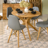 Nordic Story Table de salle à manger ronde en chêne massif idéal pour la cuisine, le salon, les meubles style nordique scandinave (105 x 105 x 75 cm)