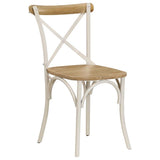 vidaXL 2X Bois Manguier Solide Chaise à Dossier Croisé Blanc Chaise de Cuisine