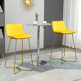 HOMCOM Tabouret de Bar Lot de 2 avec Repose-Pieds Hauteur 103 cm - piètement métal doré - Jaune