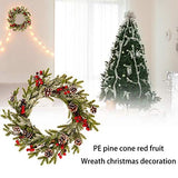 Guirlande De Noël,Couronne Décoration de Noël Couronne D'automne Guirlande de Noël Artificielles Fait à Main, Couronne de Fleurs Idéal Déco Noël pour Votre Porte, Mur ou Fenêtre