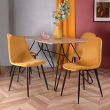 MEUBLE COSY Lot de 4 Chaises Salle a Manger Scandinave avec Assise et Dossier Recouverts de Velours Jaune Fauteuil de Bureau Pieds en Métal , Jaune /44x53x86cm