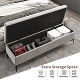 Banc de Rangement, Banc de Rangement en Velours Rembourré au Bout de Lit, Banc de Rangement de Qualité Supérieure avec Rangement, Pas Besoin d'Assembler-Marron 100x40x43cm(39x16x17in