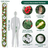 Guirlande Sapin Artificiel, 9pieds Guirlande Noel Sapin avec 30 LED, Guirlande Sapin de Noel à Piles avec fleurs, boules, pomme de pin our porte d'entrée/Cheminée/Escalier/Arbre de Noël/Arche (argent)