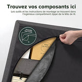 Cadre de lit plateforme capitonné 35 cm Dachelle ZINUS | Sommier | Support à lattes en bois | Facile à monter | 160 x 200 cm | Gris foncé