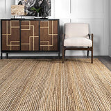 nuLOOM Tapis de sol Collection Rigo, en toile de Jute, tissé à la Main, style campagne, 180 cm, Rond