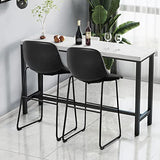 RFIVER Lot de 2 Tabouret de Bar, Chaise de Salle à Manger de Style Vintage Confortable avec Siège en Cuir PU et Base en Métal Robuste pour Cuisine Salon, Noir