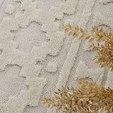 Paco Home Tapis Poils Longs Tapis De Salon Tapis Shaggy Aspect 3D Ethnique Boho Look Vintage Doux, Dimension:160x220 cm, Couleur:Crème 4