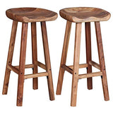 ROMELAREU Tabouret de Bar 2 pcs Bois d'acacia 38 x 37 x 76 cm Meubles Fauteuils Tabourets et chaises de Bar