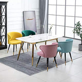 Chaise Design Scandinave,Métal Accueil Dossier Restaurant Simple Négocier Fauteuil En Tissu Velours Rétro (Color : Green)