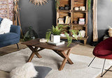 MACABANE Table Basse 110x60cm en Bois recyclé Pieds croisés-Esprit Brocante, 114x65x20