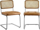 Zouron Chaises De Cuisine en Rotin Lot de 2, Chaises De Salle à Manger Modernes du Milieu du SièCle, Chaises De Cuisine sans Accoudoirs avec Dossier en Rotin Tressé, Pieds en MéTal, Marron