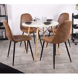 Homy Casa Lot de 4 Chaises 44x44x87cm Scandinave Rétro Vintage en Suède Marron Pied Métal Noir