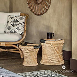 Atmosphera Lot de 2 Tables Basses gigognes en Corde et Bambou - Style Nomade - Coloris Bois