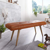 Kadima Design SALI Banc de Jardin en Cuir de chèvre Massif 117 x 51 x 38 cm Style rétro 2 Banc rembourré, Couloir, Banc rembourré en Cuir Marron