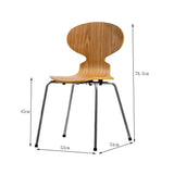 Chaise en bois courbé de chaise de fourmi simple dinant la chaise de jambe de fer de chaise appropriée au restaurant/bureau/famille (Color : Light Gray, Size : 53 * 54 * 78.5cm)