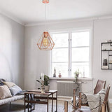 iDEGE Suspension Luminaire Retro E27 Lustre Plafonniers en Forme de Cage Lampe Suspension Vintage pour Salle à Manger, Salon, Chambre et Restaurant - Diamètre 20cm (Or rose)