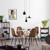 Homy Casa Lot de 4 Chaises 44x44x87cm Scandinave Rétro Vintage en Suède Marron Pied Métal Noir