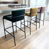 Damiware LEV Tabouret de Bar - Velours - Couleur Vert Foncé - Tabouret de Bar Assise 75 - Tabouret Bar Industriel Chic - Tabouret Velours - Assise Confortable - Qualité supérieure