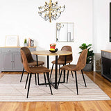Homy Casa Lot de 4 Chaises 44x44x87cm Scandinave Rétro Vintage en Suède Marron Pied Métal Noir