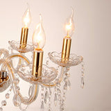 Ridgeyard Classique 6 Feux Pampilles Lustre Verre K9 Cristal Plafonnier Lampe Luminaire (D'or)