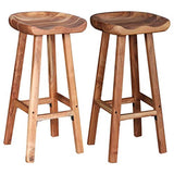 vidaXL Tabouret de Bar Tabouret Haut 2 pcs Bois d'Acacia 38 x 37 x 76 cm