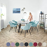 TecTake 800845 Chaise de Salle à Manger 1 Place Effet Velours Scandinave Pieds en Acier Noirs Élégant avec Accoudoirs – Diverses Couleurs (Crème)
