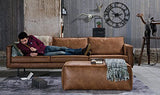 PEGANE Grand canapé 3,5 Places en éco-Cuir Bronco Marron, H 85 x L 277 x P 86 cm