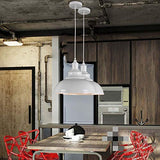 Vintage Suspension Luminaire Industrielle E27 Ø29cm,Rétro Métal Lustre Abat-jour Lampe Plafonnier Eclairage Installation (Blanc)