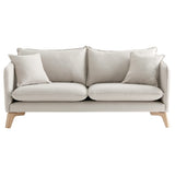 Miliboo Canapé 3 Places éco-Responsable en Tissu Beige Clair et Bois Clair Forest