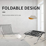 Fauteuil de salon classique - Pliable - En cuir véritable - Avec cadre en acier inoxydable - Pour chambre à coucher, salon, salle de lecture (blanc, chaise simple)