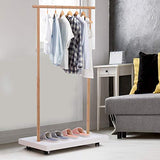 Homcom Portant vêtements sur roulettes Design Cosy Chic dim. 80L x 45l x 150H cm MDF Blanc Bambou