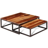 Festnight 2 pcs Ensemble de Table Basse Gigogne Style Rétro Bois de Sheesham Massif