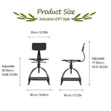 IKAYAA Tabouret de Bar Industrial en Métal Ajustable Hauteur Swivel Kitchen Dining Chair Backrest avec Sac à Dos Noir