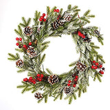 Guirlande De Noël,Couronne Décoration de Noël Couronne D'automne Guirlande de Noël Artificielles Fait à Main, Couronne de Fleurs Idéal Déco Noël pour Votre Porte, Mur ou Fenêtre