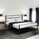 H.J WeDoo Lit en métal Design Double 2 Places Cadre de lit + Sommier Intégré 140x200cm (Lit Double) - Noir
