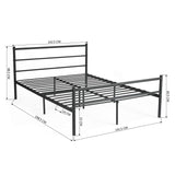 H.J WeDoo Lit en métal Design Double 2 Places Cadre de lit + Sommier Intégré 140x200cm (Lit Double) - Noir