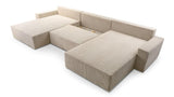 mb-moebel Grand canapé d'angle XXL en U panoramique lit Convertible avec Coffre 6/7 Places - en Tissu Velours côtelé - Salon & séjour – Denver U Poso 38 Beige Clair