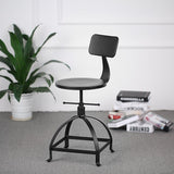 IKAYAA Tabouret de Bar Industrial en Métal Ajustable Hauteur Swivel Kitchen Dining Chair Backrest avec Sac à Dos Noir