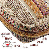 Coussin de Sol Bohème - Mélange Pure Laine et Coton - Remplissage Non Inclus - 60x20cm - Pouf Pouf Patchwork Fait Main Pouf Pouf