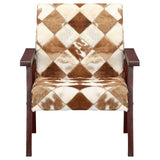 Tidyard Fauteuil de Salon | Fauteuil Relax 61 x 69 x 72 cm en Cuir Véritable de Chèvre Blanc et Marron
