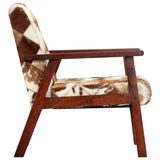 Tidyard Fauteuil de Salon | Fauteuil Relax 61 x 69 x 72 cm en Cuir Véritable de Chèvre Blanc et Marron
