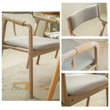 Chaise de Salle à Manger Fauteuil en Bois avec accoudoir et Dossier Rembourré Siège Legere Portable Patchwork pour Enfants Adultes pour Bureau Cuisine Salon Vintage Moderne